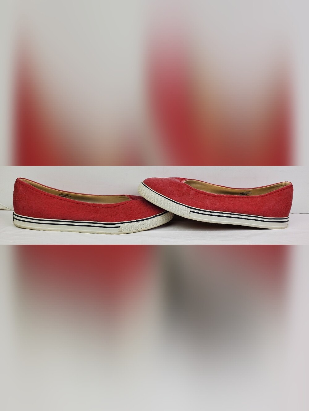 LL Bean Womens Sunwashed Canvas Slip On Comfort Shoes Flats - Size 9.5 - GUC